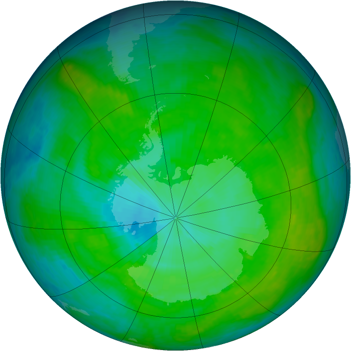 Antarctic ozone map for 02 January 1985